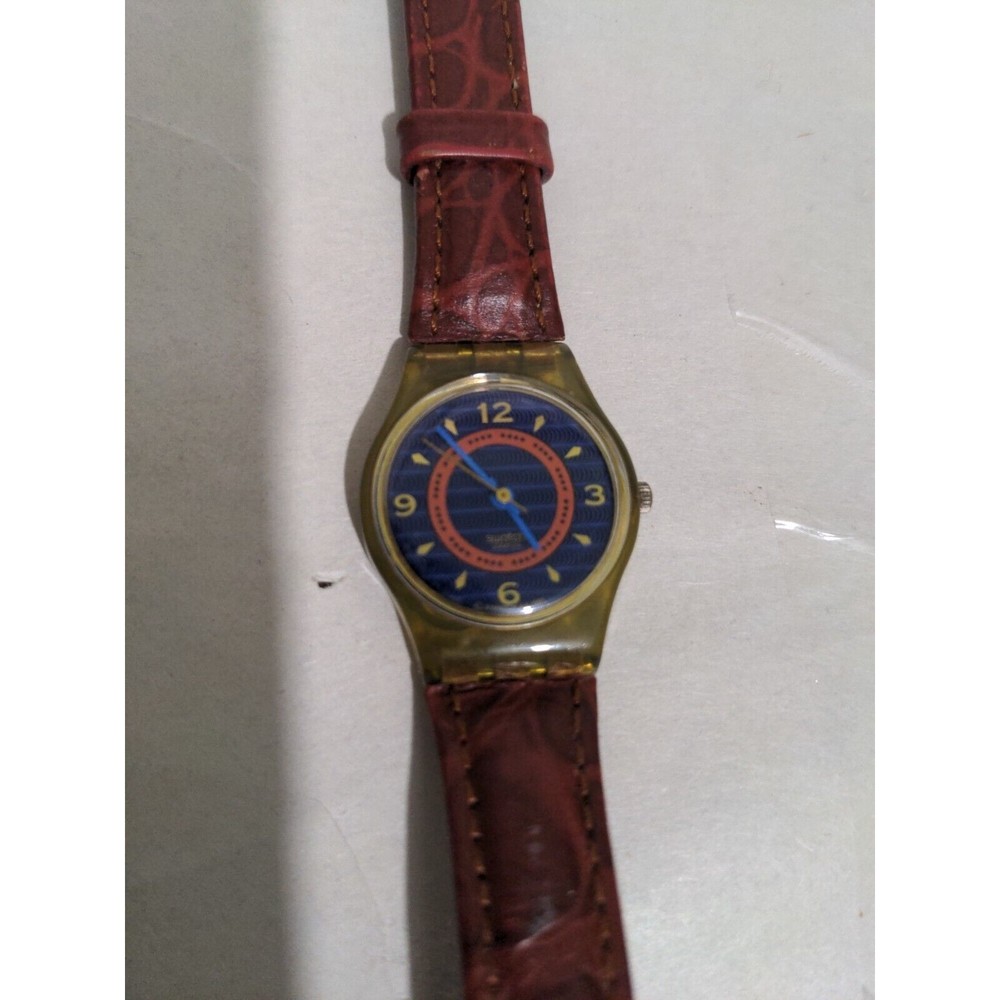 SWATCH Ladies Wristwatch GIN ROSA (LN115)-Leather-Red/Blue-VintagE